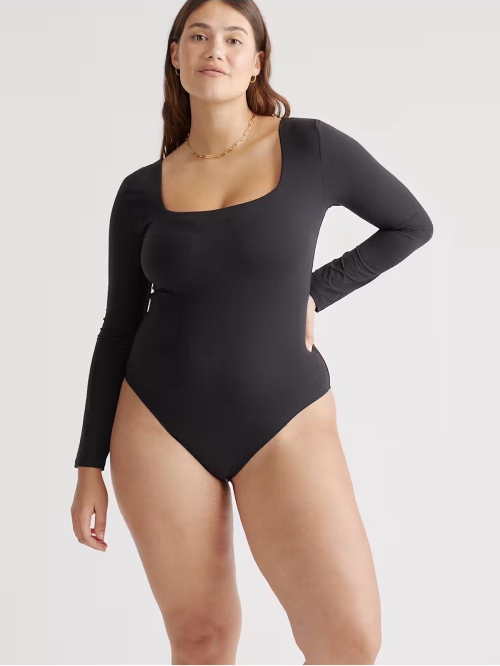 Second Skin Square Neck Long Sleeve Bodysuit